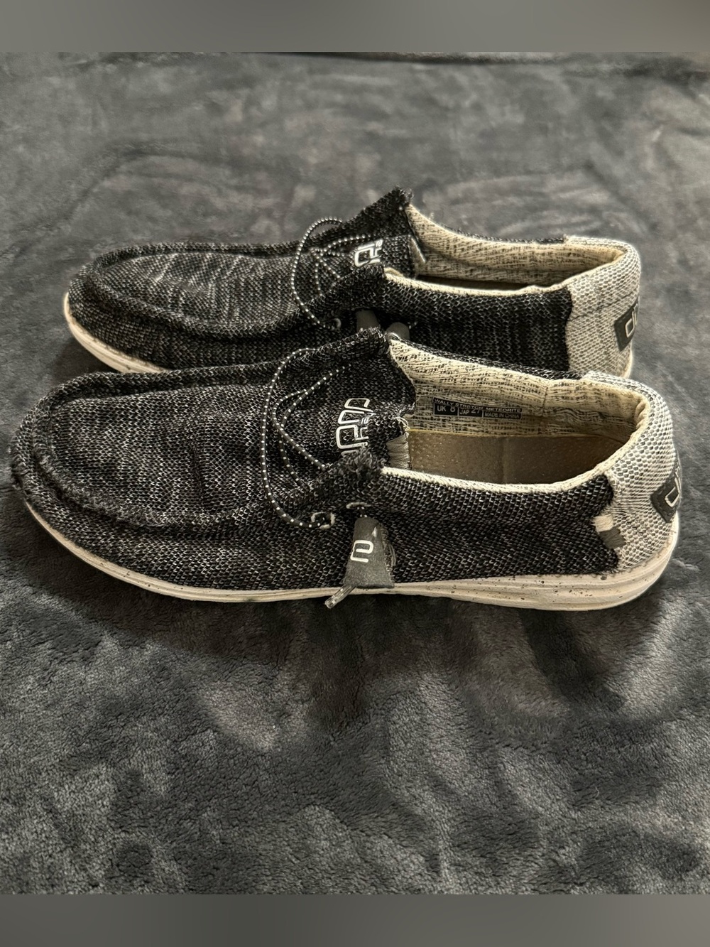 Hey Dude Black and White Knit Slip-On